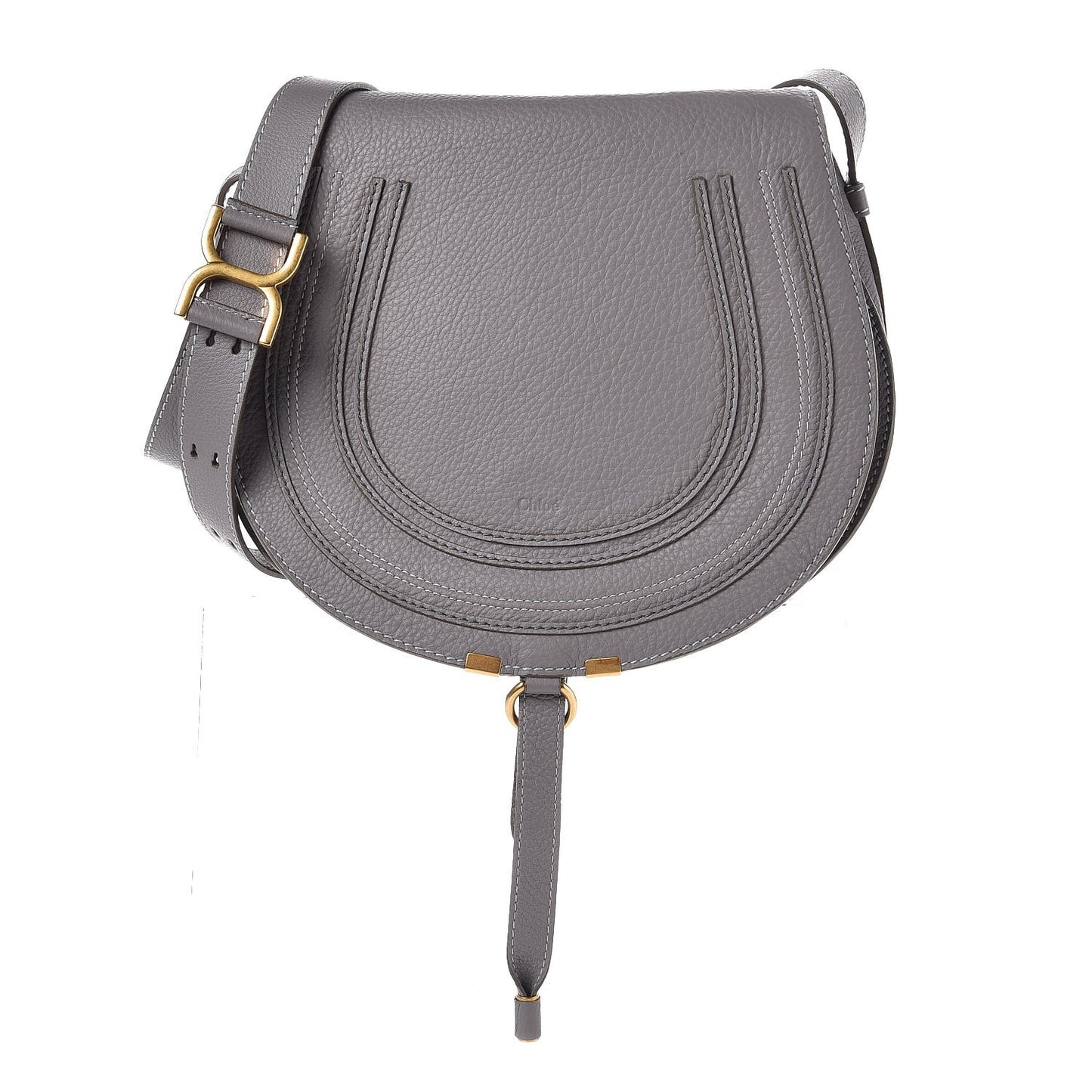 Calfskin Medium Marcie Round Crossbody Bag Cashmere Grey