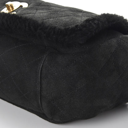 Chanel Shearling Suede Quilted Fur Flap Black 9 of 10