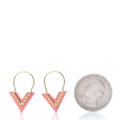 Louis Vuitton Brass Essential V Hoop Earrings Gold 2 of 3