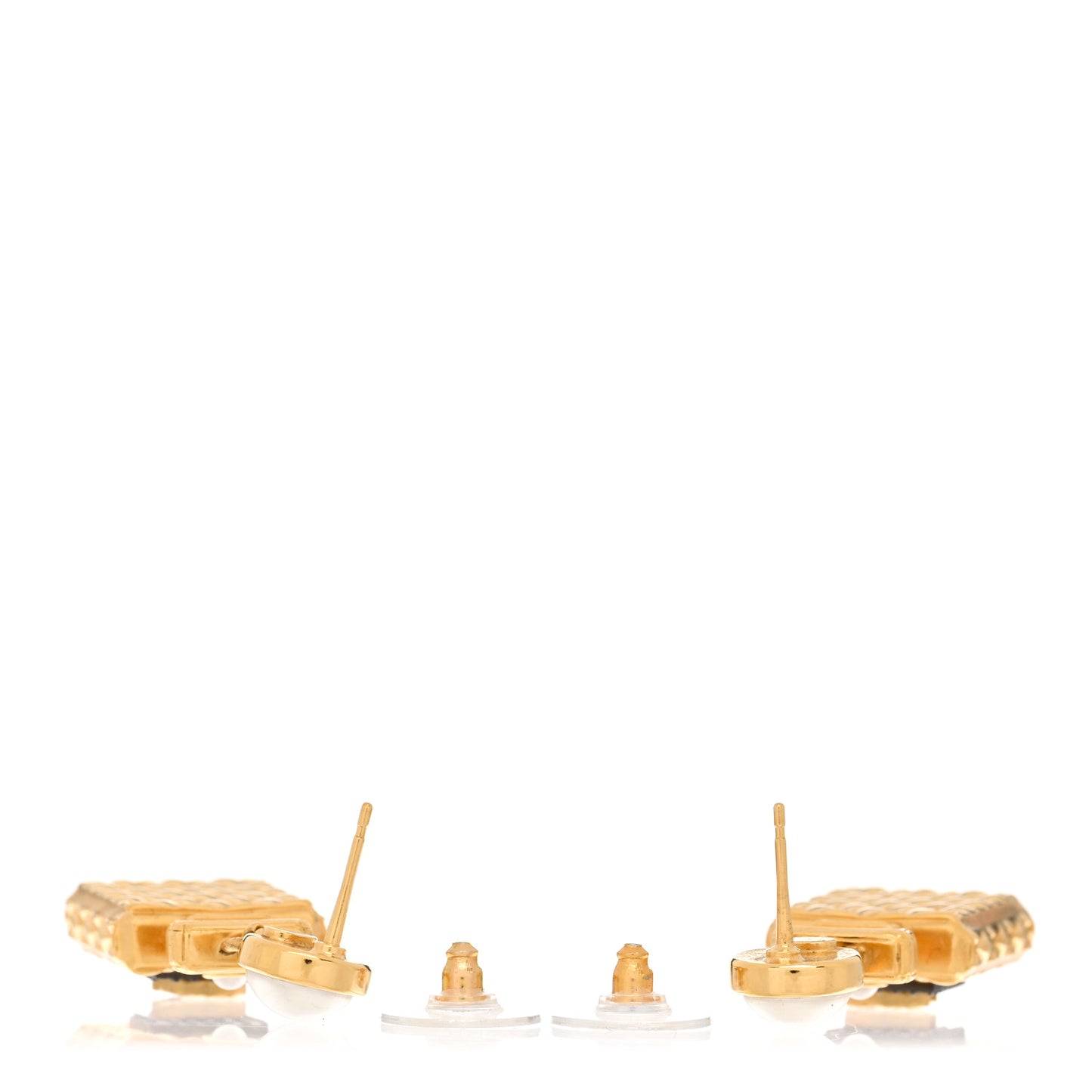 Crystal Pearl CC Perfume Bottle Drop Earrings Gold
