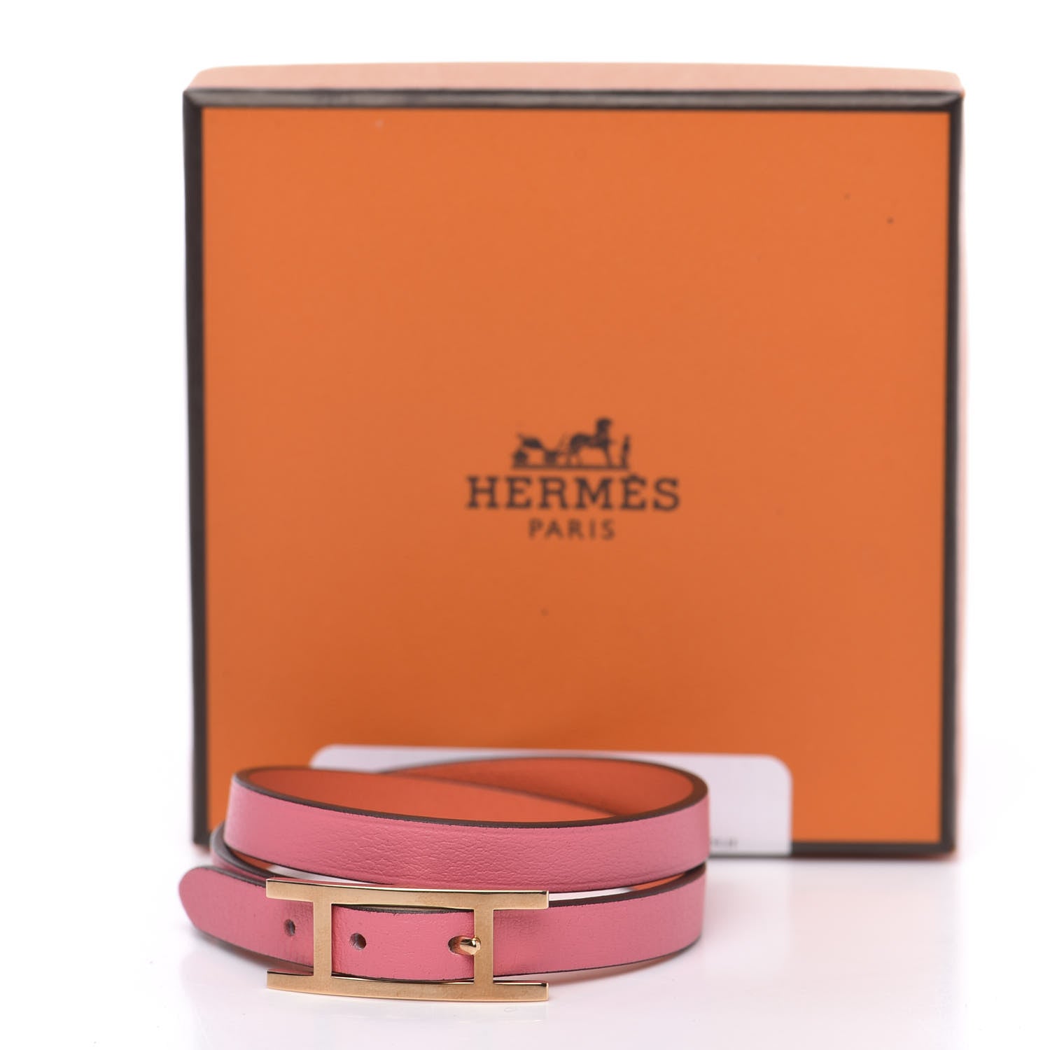 Hermes Swift Behapi Double Tour Reversible Bracelet Rose Lipstick Orange Poppy 6 of 6