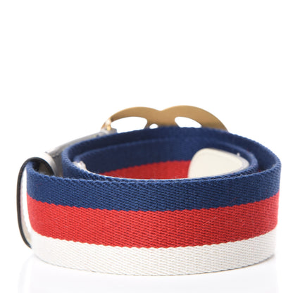 Gucci Nylon Calfskin Sylvie Web Double G 40mm Belt 85 34 Mystic White Hibiscus Red Maritime 3 of 6