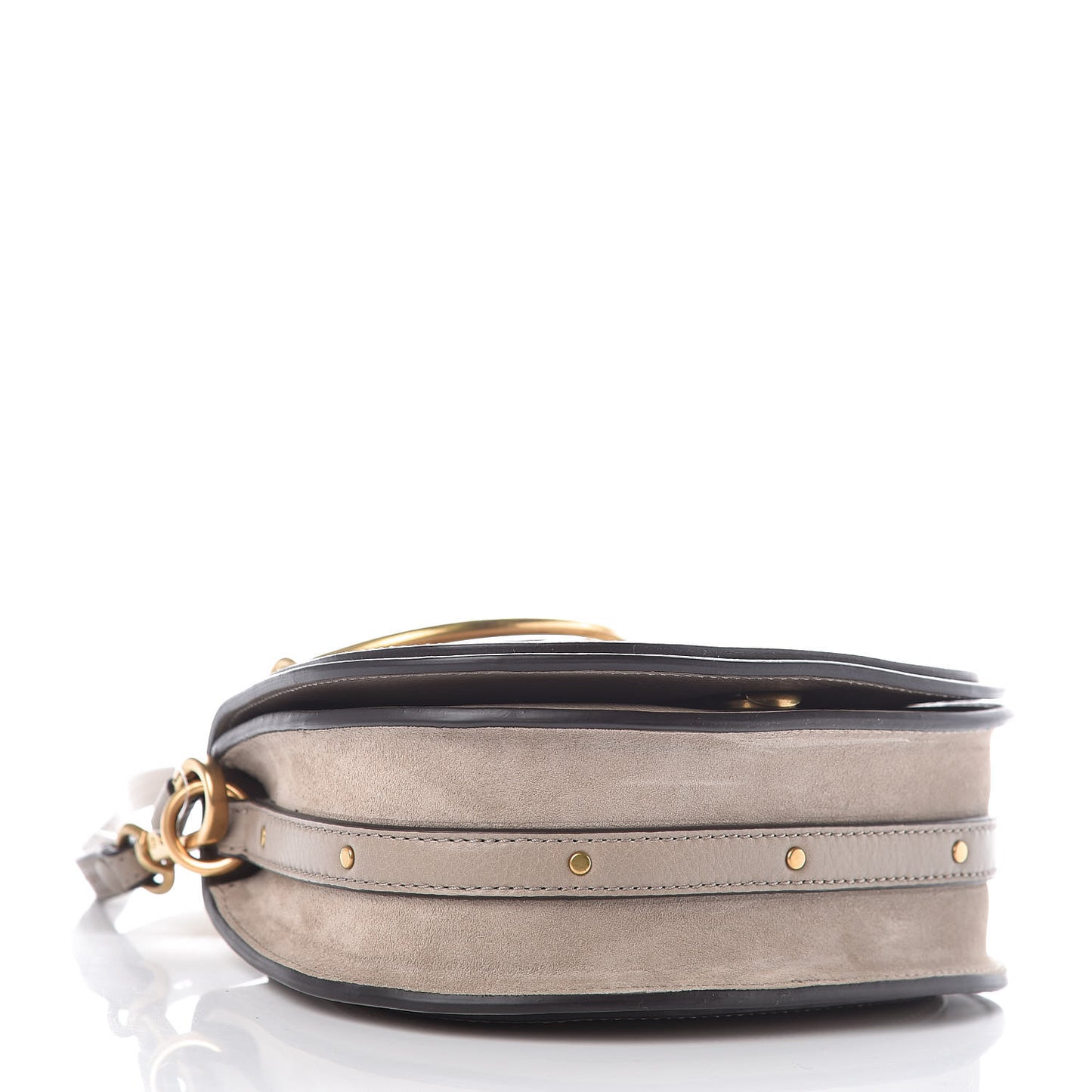 Calfskin Suede Small Nile Bracelet Bag Motty Grey