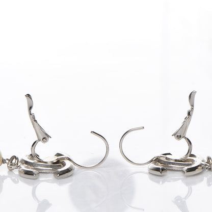 Chanel Crystal Pearl CC Drop Earrings Silver 3 of 6