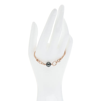 Hermes 18K Rose Gold Diamond Black Tahitian Pearl Albertine Bracelet SH 2 of 5