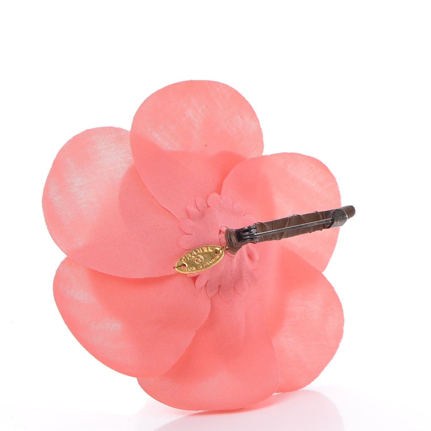 Chanel Silk Taffeta Camellia Brooch Pin Rose Pink 3 of 5