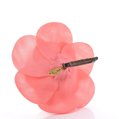 Chanel Silk Taffeta Camellia Brooch Pin Rose Pink 3 of 5
