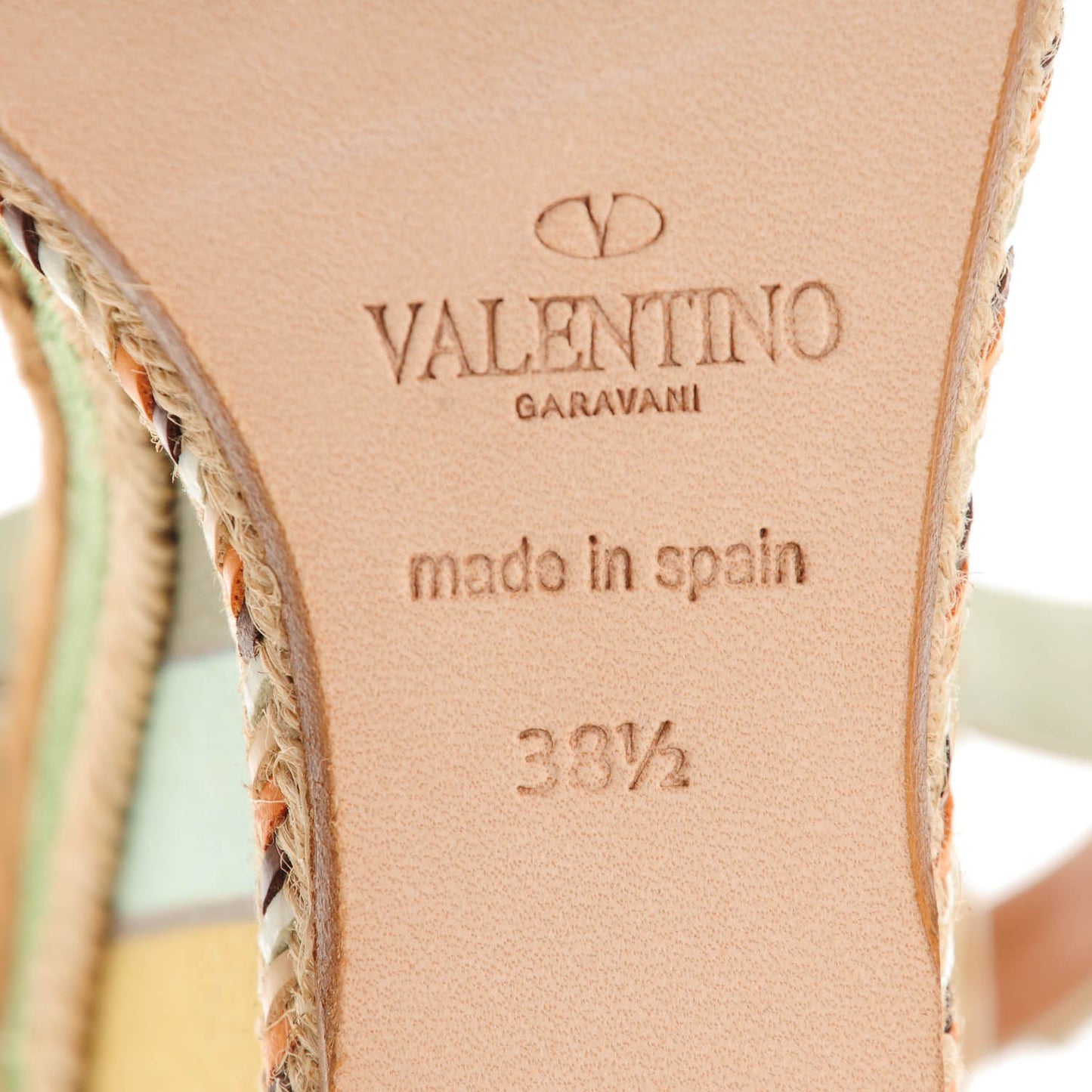 Suede Canvas Native Couture 1975 Espadrille Wedge Sandals 38.5 Green Tea Sorbet Multicolor