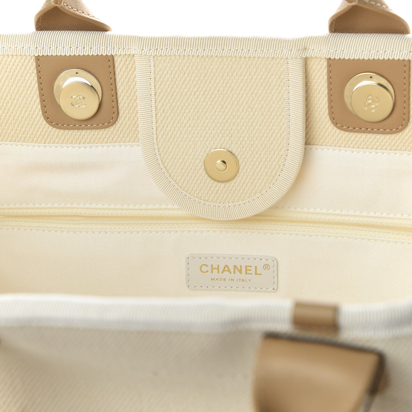 Canvas Pearl Medium Deauville Tote Ecru Beige