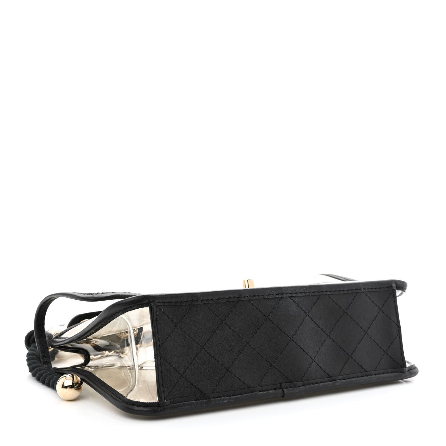 Lambskin PVC Sand By The Sea Flap With Pearl Strap Black