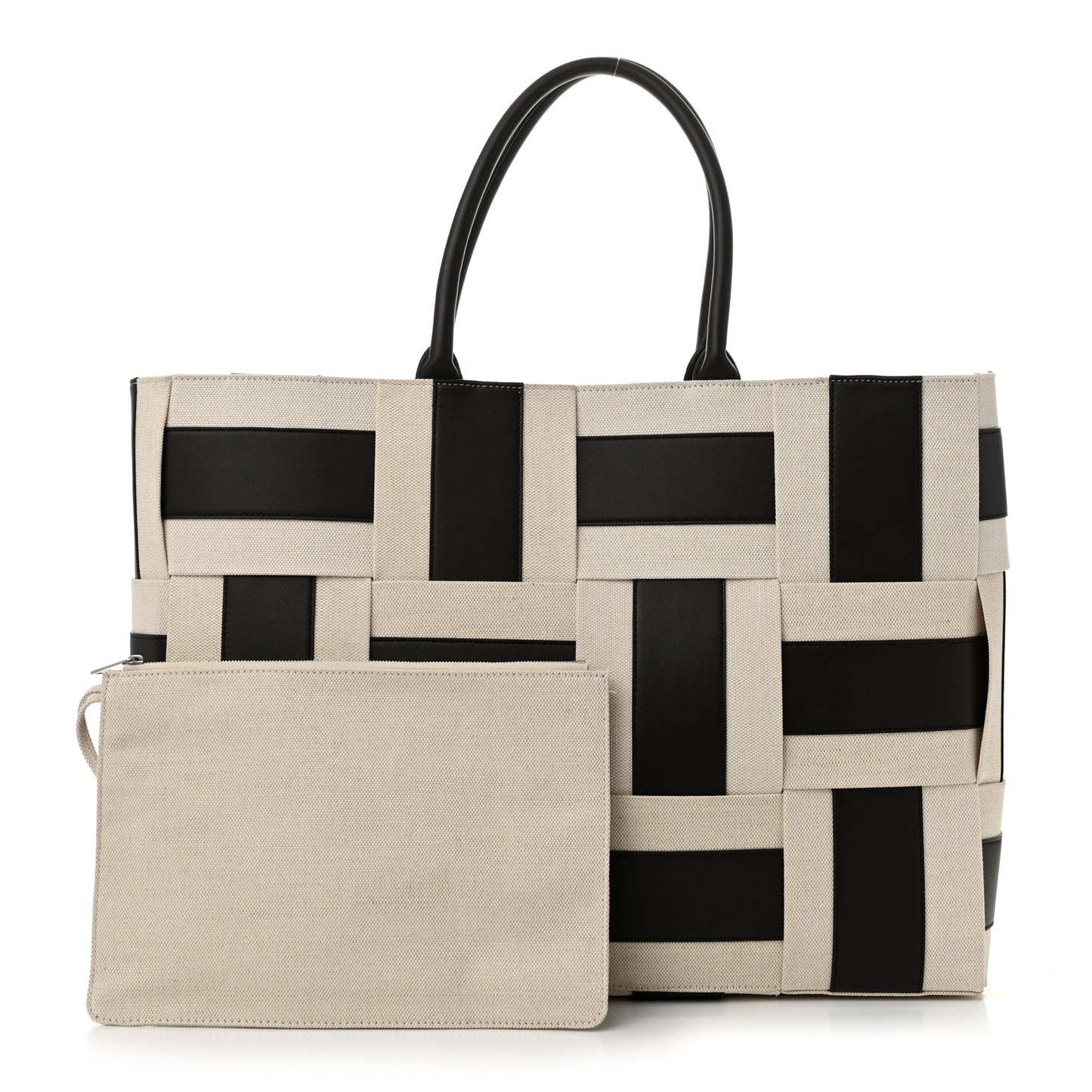 Canvas Nappa Maxi Intrecciato Large Arco Tote Natural Fondant