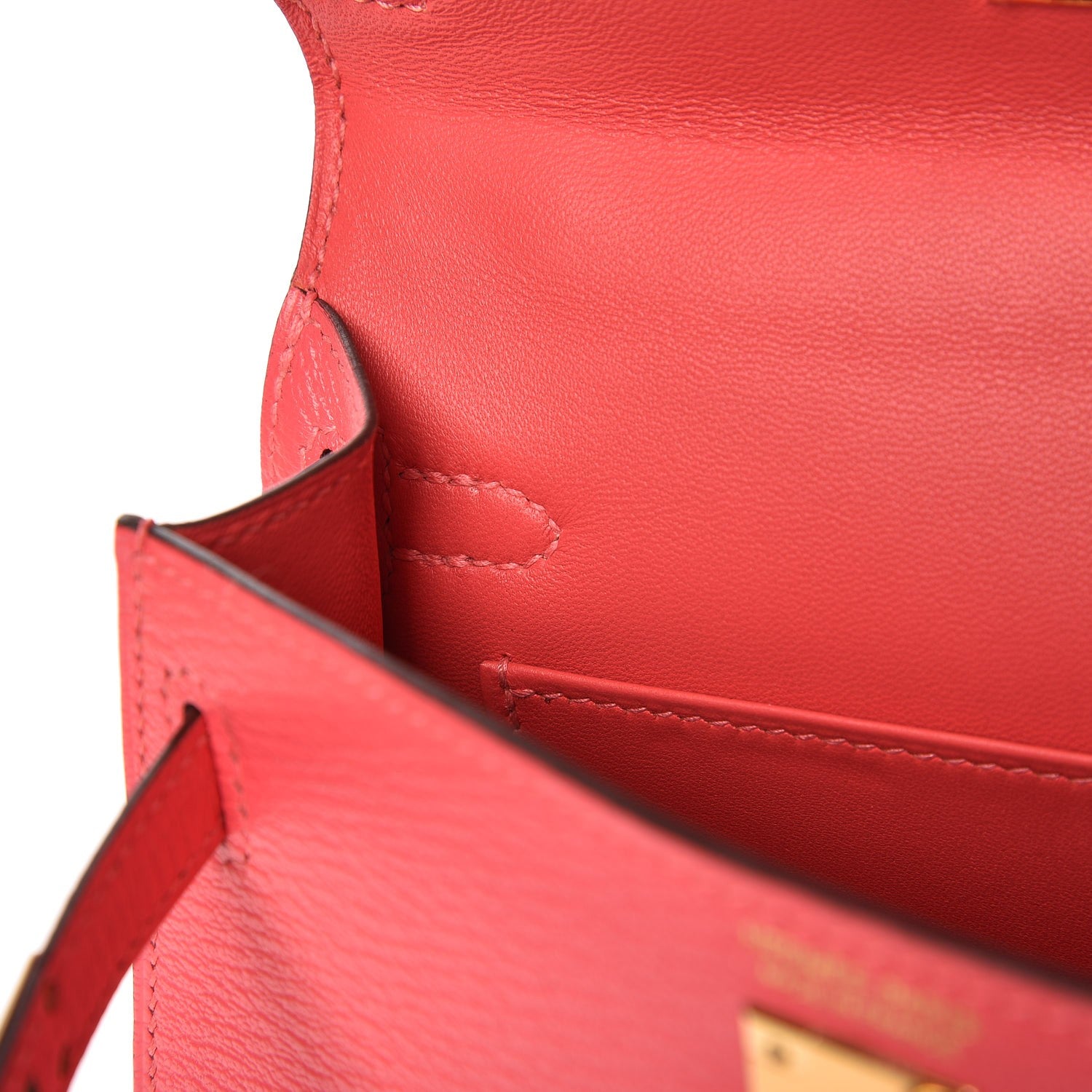 Hermes Chevre Mysore Mini Kelly Sellier 20 Rose Lipstick 17 of 29