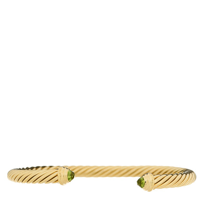 David Yurman 18K Yellow Gold Peridot 5mm Cable Bracelet 1 of 3