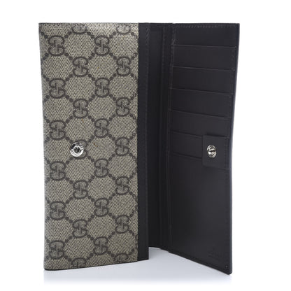 Gucci GG Supreme Monogram Selleria Calfskin Web New Web Continental Wallet Beige Ebony Cocoa 5 of 9