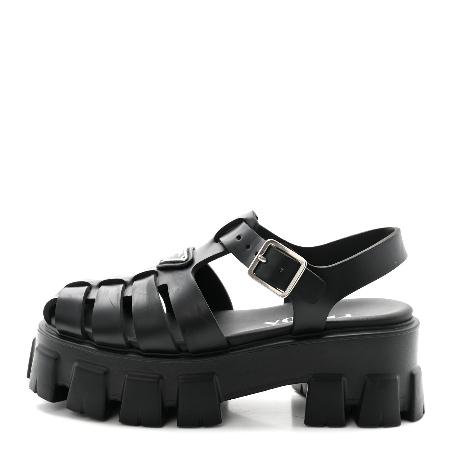 Foam Rubber Triangle Logo Monolith 55mm Cage Sandals 39 Black 36 Black