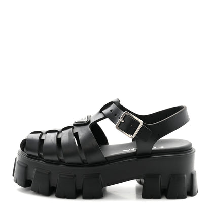 Prada Foam Rubber Triangle Logo Monolith 55mm Cage Sandals 39 Black 36 Black 1 of 10