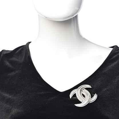 Chanel Baguette Crystal CC Brooch Silver 2 of 5