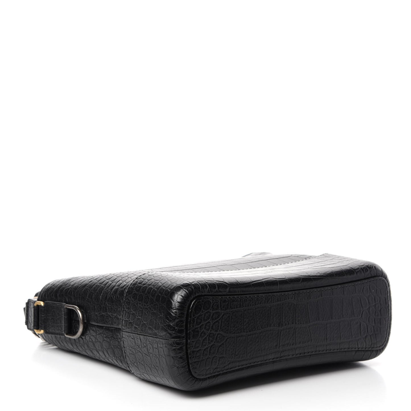 Crocodile Embossed Calfskin Medium Gabrielle Cocodile Hobo Black