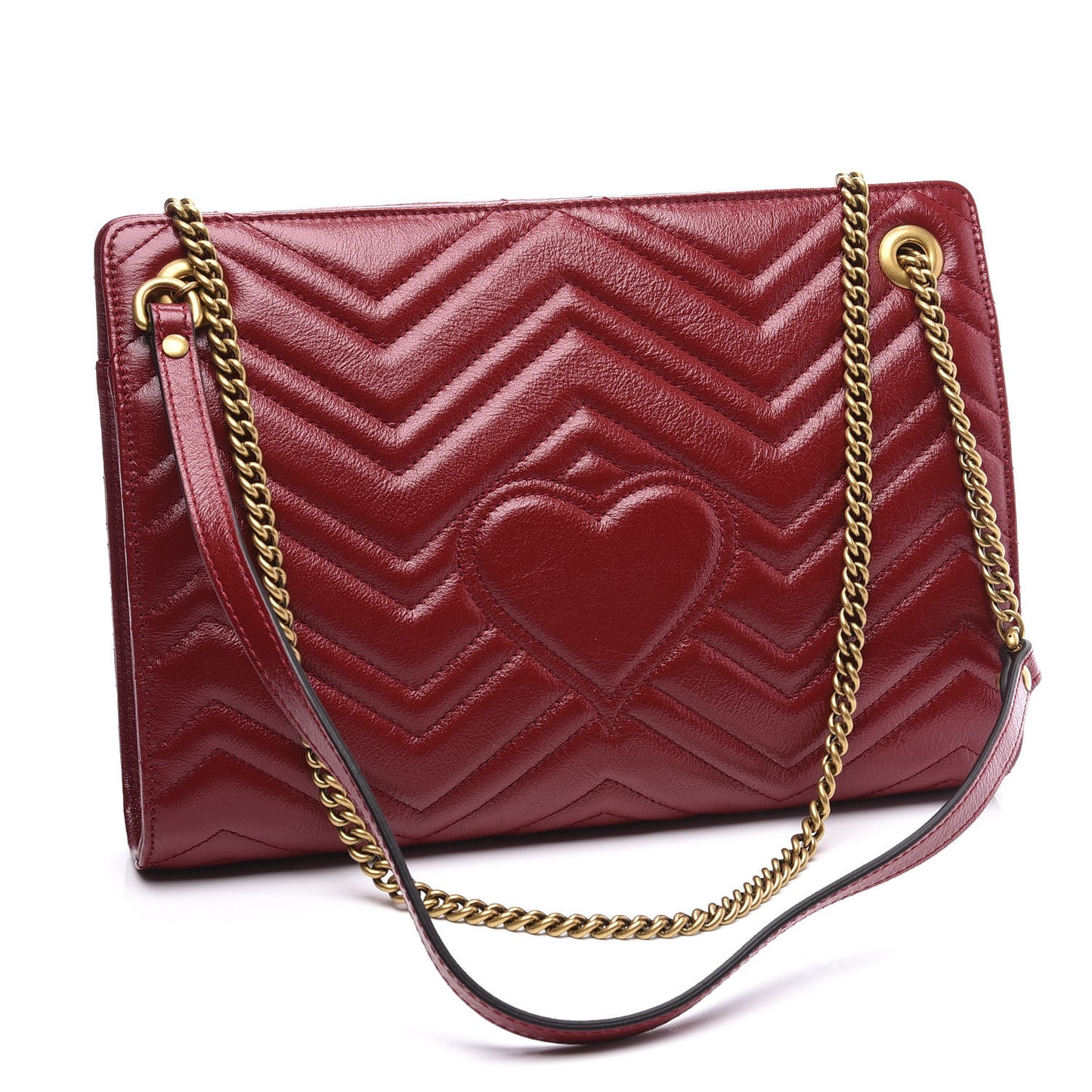 Azalea Calfskin Matelasse Heart Medium GG Marmont Slim Shoulder Bag Romantic Cerise
