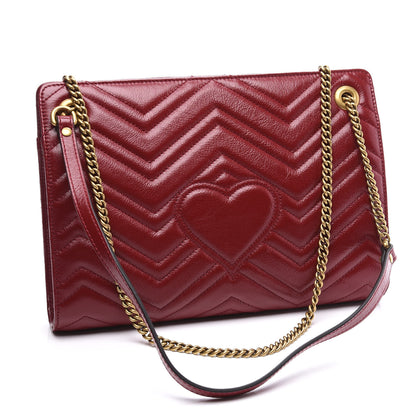 Gucci Azalea Calfskin Matelasse Heart Medium GG Marmont Slim Shoulder Bag Romantic Cerise 2 of 11