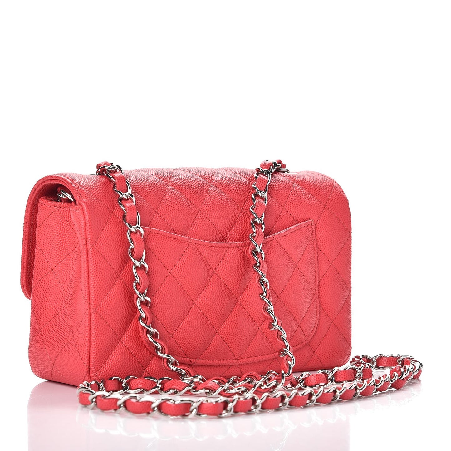 Caviar Quilted Mini Rectangular Flap Light Red