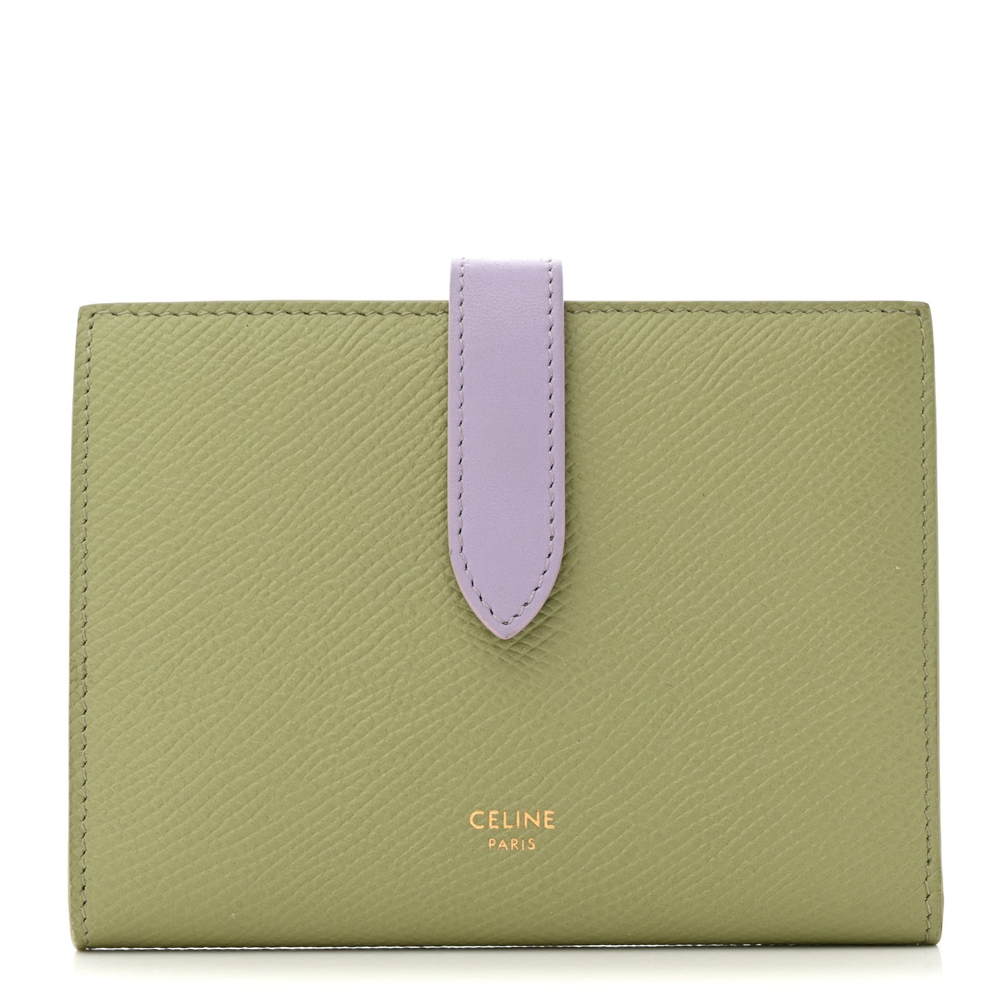 Grained Calfskin Medium Multifunction Strap Wallet Sage Lilas