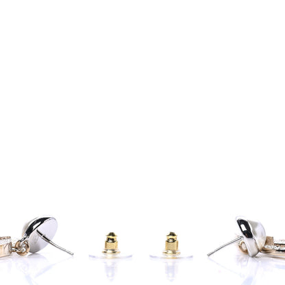 Chanel Crystal Pearl CC Drop Earrings Gold Silver 3 of 4
