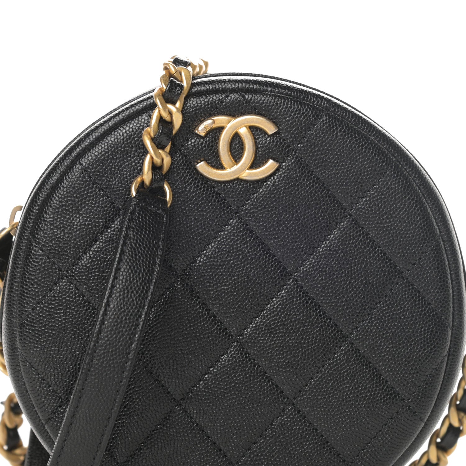 Chanel Caviar Quilted Small Round Bag With Chain Black 8 of 10