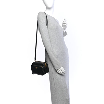 Prada Saffiano Lux Double Zip Crossbody Bag Black 2 of 11