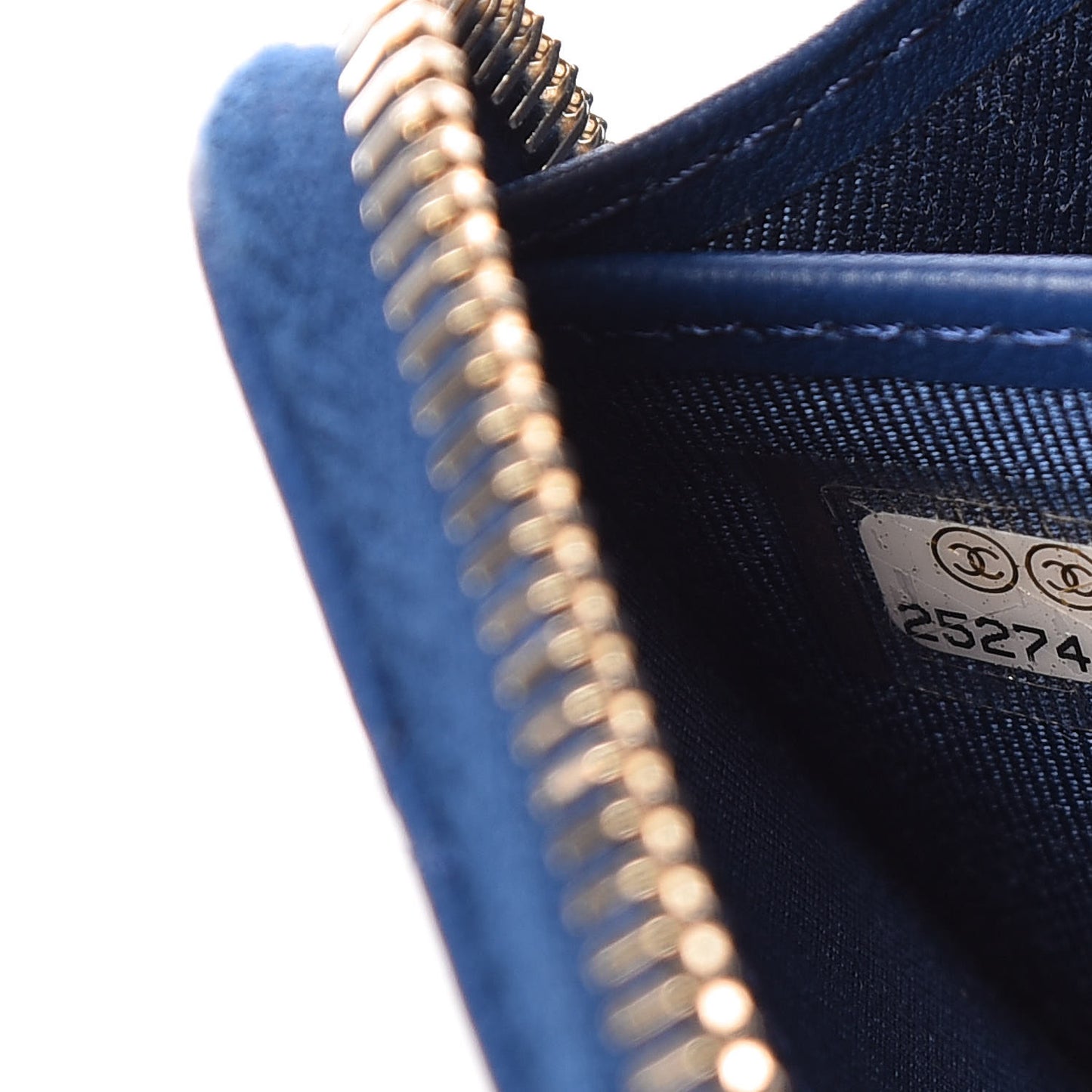 Lambskin Quilted Large Gusset Zip Around Wallet Dark Blue