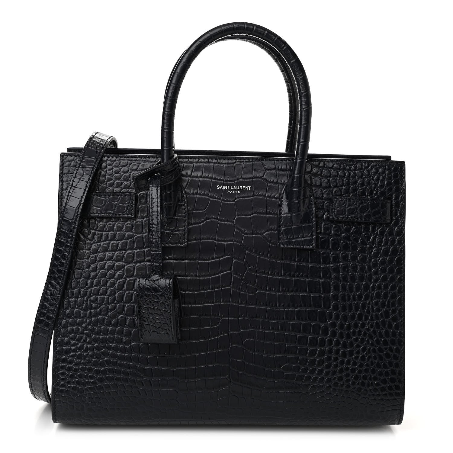 Saint Laurent Calfskin Crocodile Embossed Baby Sac De Jour Navy 1 of 10