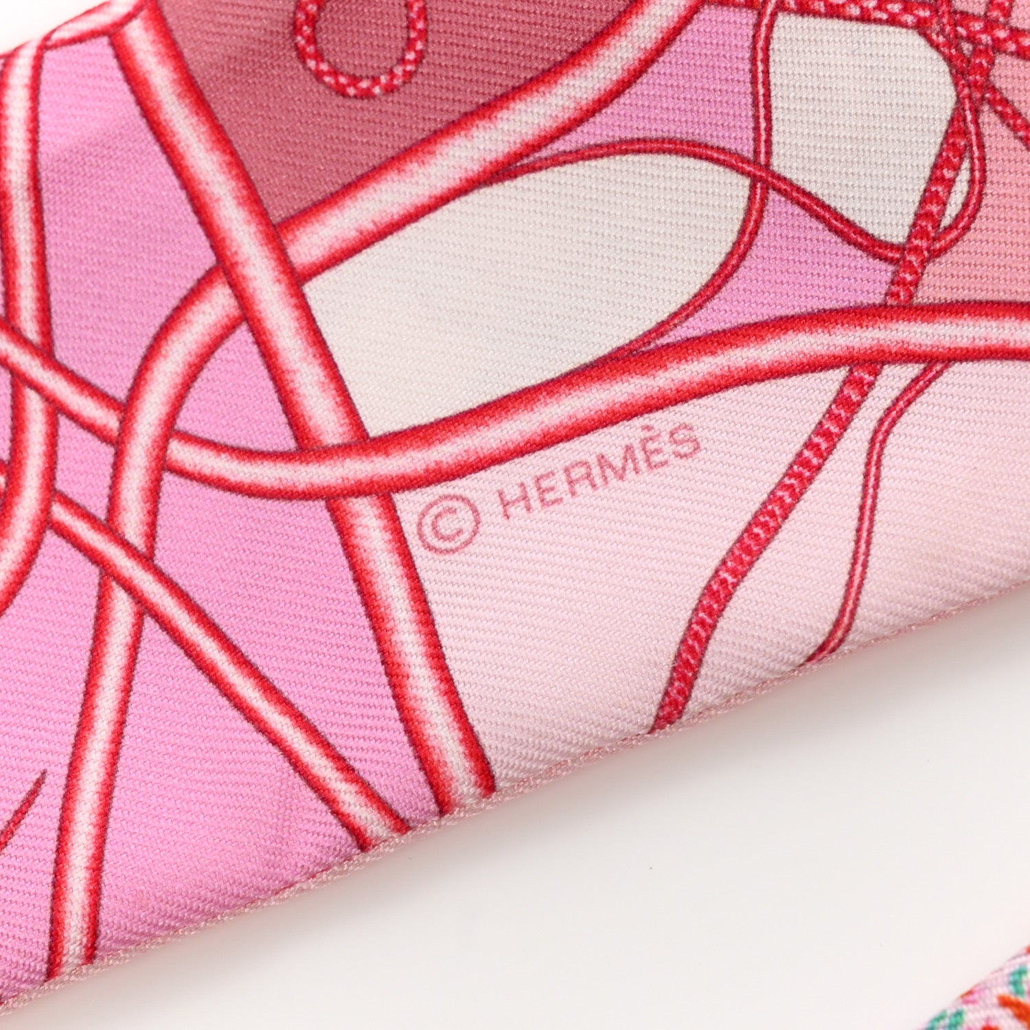 Hermes Silk Coup De Fouet Au Bloc Twilly Rose Nacre Turquoise 3 of 5