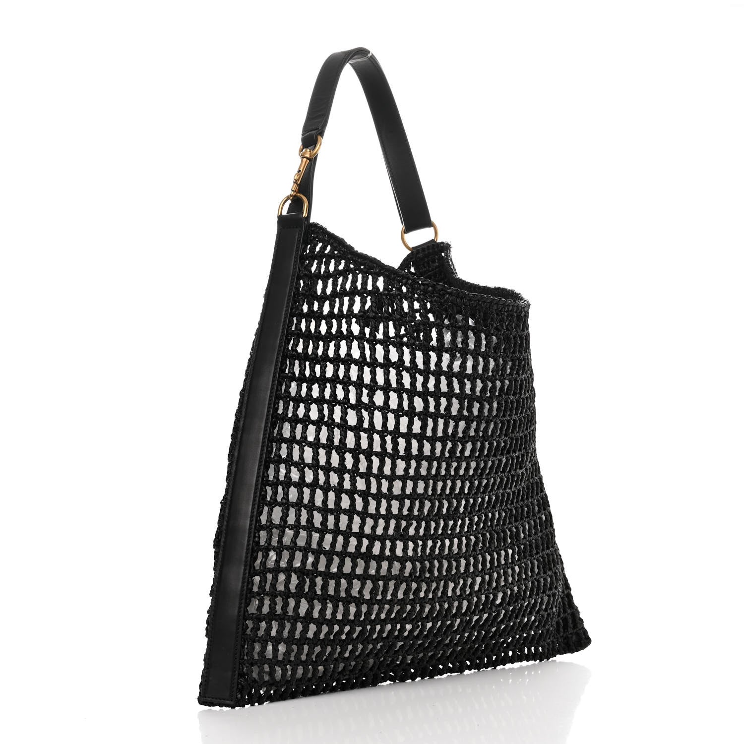 Saint Laurent Raffia Calfskin Oxalis Shoulder Bag Black 3 of 10