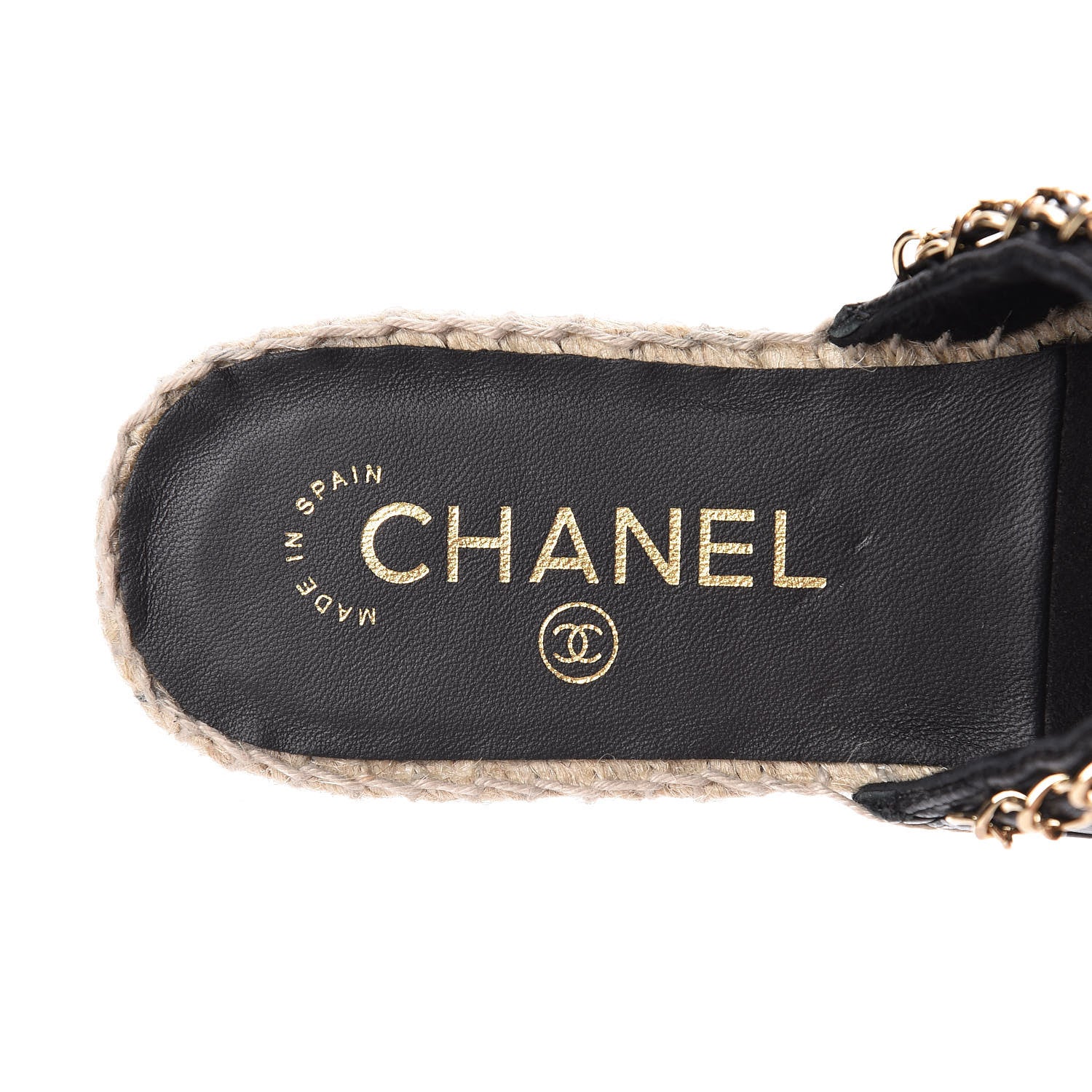 Chanel Lambskin Grosgrain Quilted CC Chain Espadrille Mules 36 Black 9 of 11