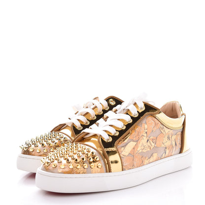 Christian Louboutin Ruban Calfskin Mens Seavaste Flat Sneakers 44 Gold 3 of 9