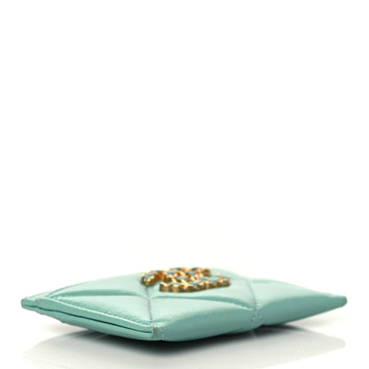 Chanel Lambskin Quilted Chanel 19 Card Holder Green 4 of 10
