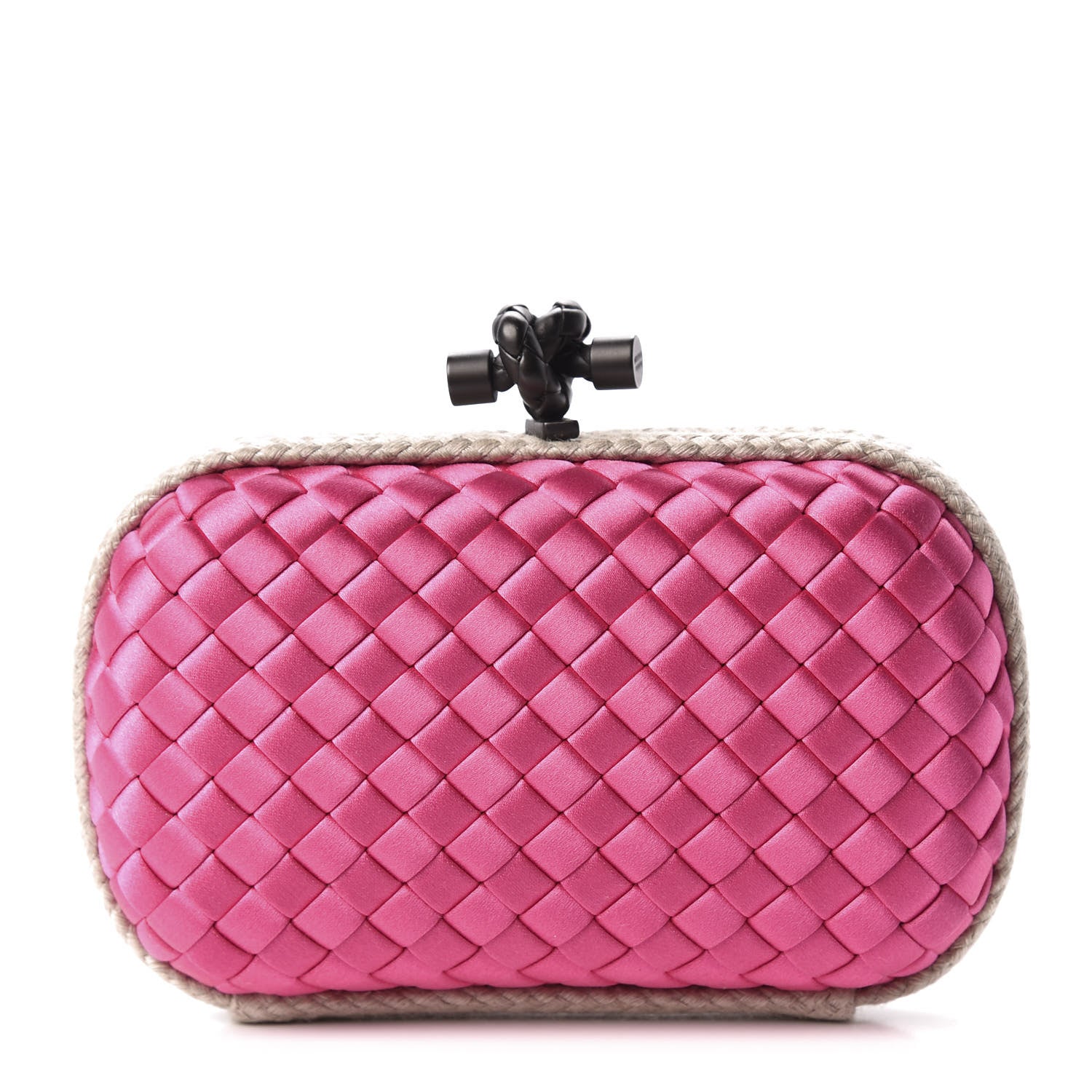 Bottega Veneta Satin Intreccio Impero Knot Clutch Rosa Shock 1 of 9