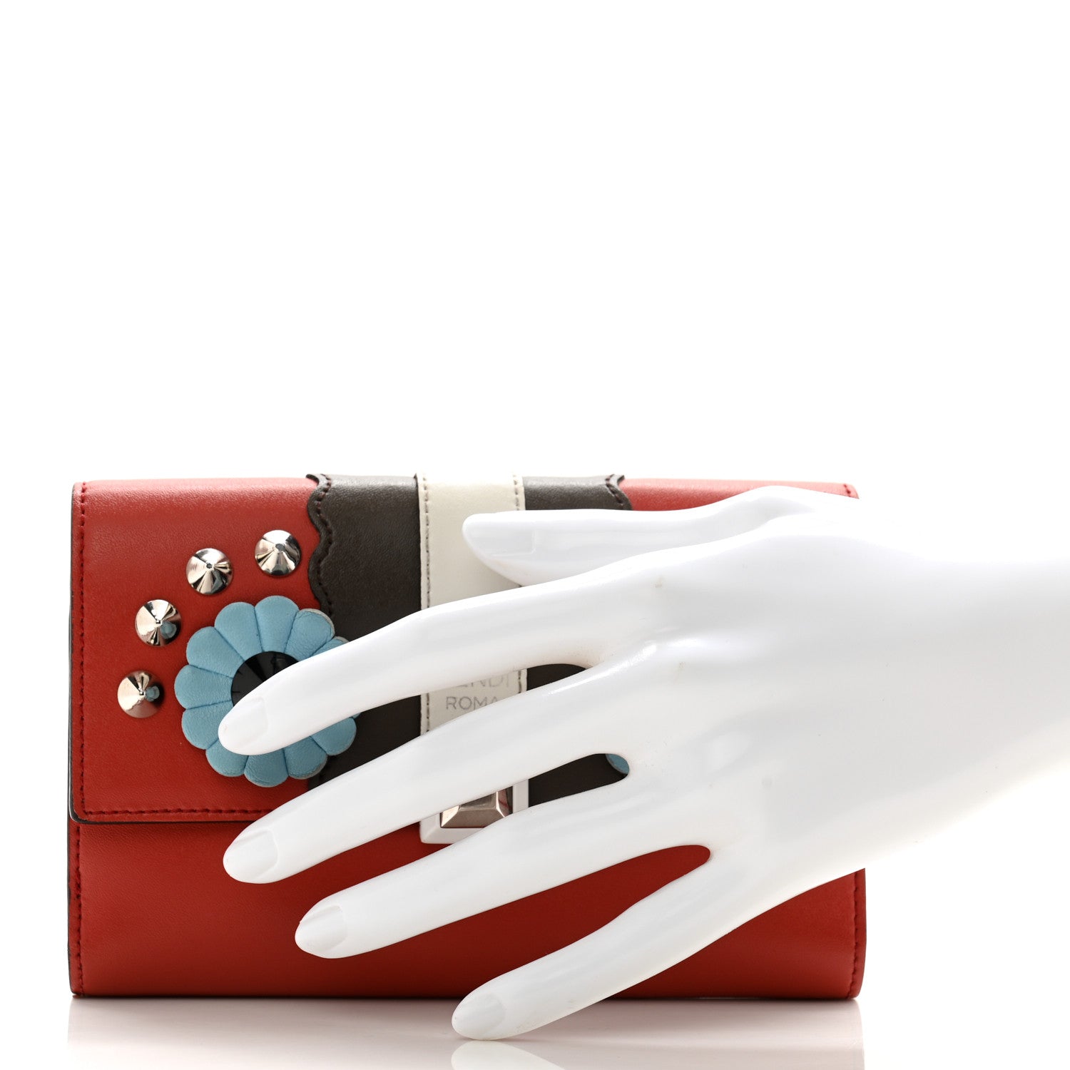 Fendi Vitello Century Lucido Hypnoteyes Studded Kan I French Wallet Bloody Mary Carbone Multicolor 2 of 11