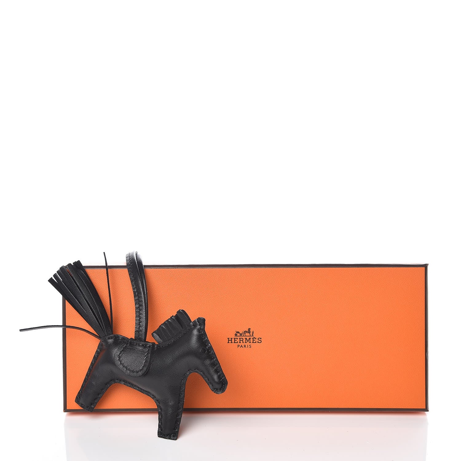 Hermes Milo Lambskin Grigri Rodeo Horse Bag Charm PM So Black 4 of 4