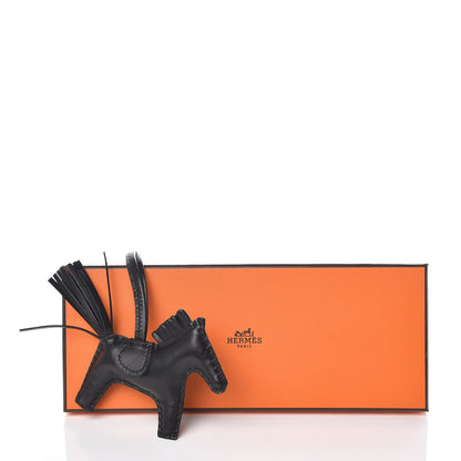 Hermes Milo Lambskin Grigri Rodeo Horse Bag Charm PM So Black 4 of 4