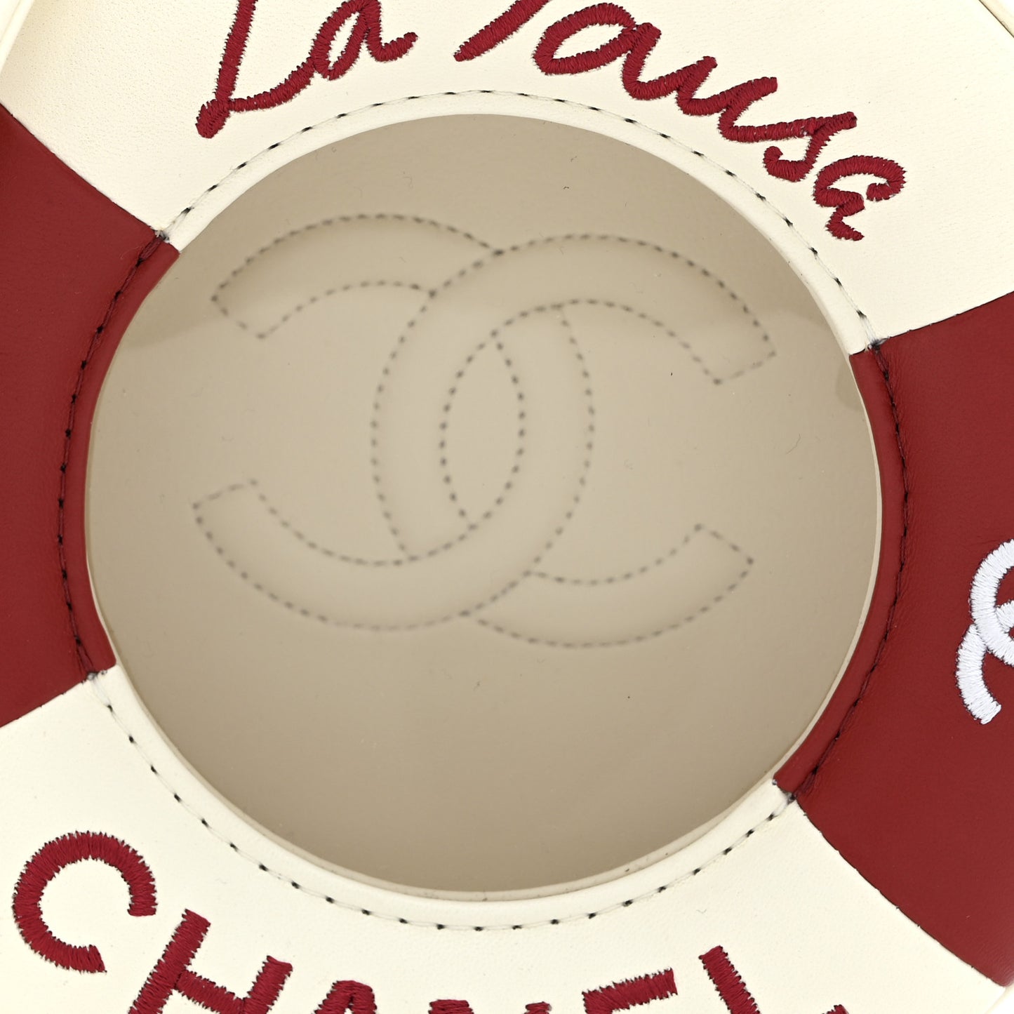 Lambskin Coco Lifesaver Round Bag Red White