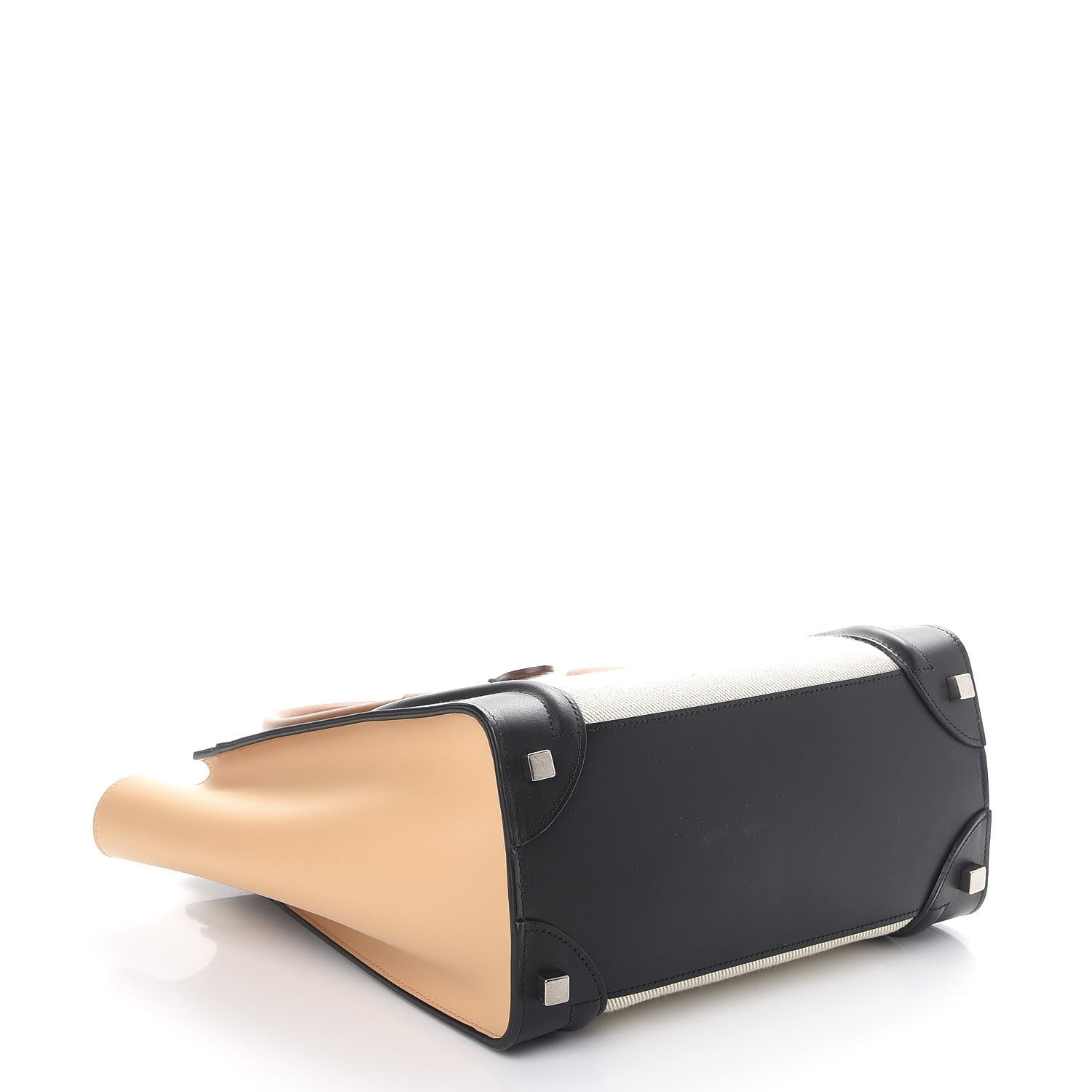 Celine Calfskin Linen Micro Tri-Color Luggage Natural 4 of 10
