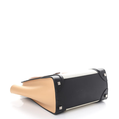 Celine Calfskin Linen Micro Tri-Color Luggage Natural 4 of 10