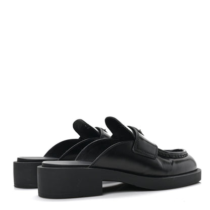 Prada Spazzolato Metal Triangle Logo 40mm Loafer Mules 36.5 Black 4 of 8