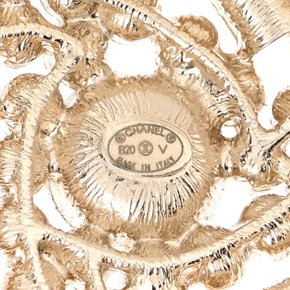 Chanel Pearl Crystal Lace Camellia Brooch Gold 4 of 5