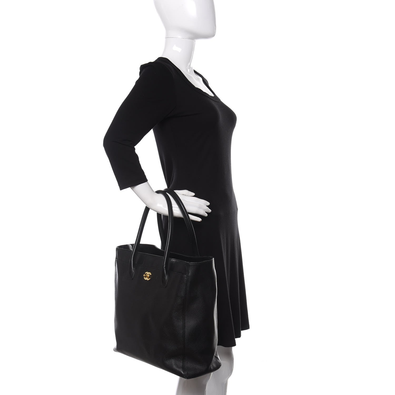 Chanel Calfskin Tall Cerf Tote Black 2 of 22