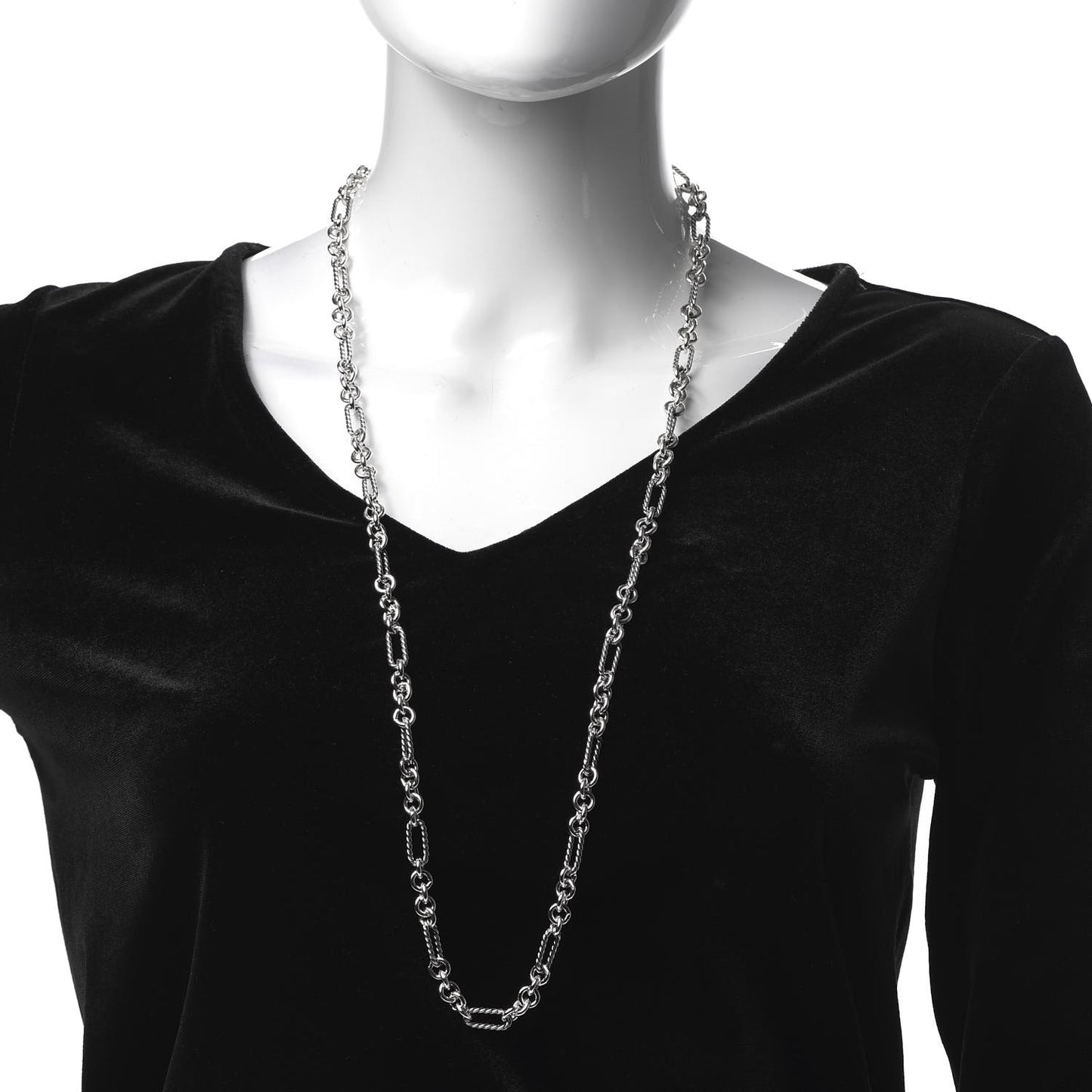 Sterling Silver 18K Yellow Gold Figaro Link Toggle Necklace