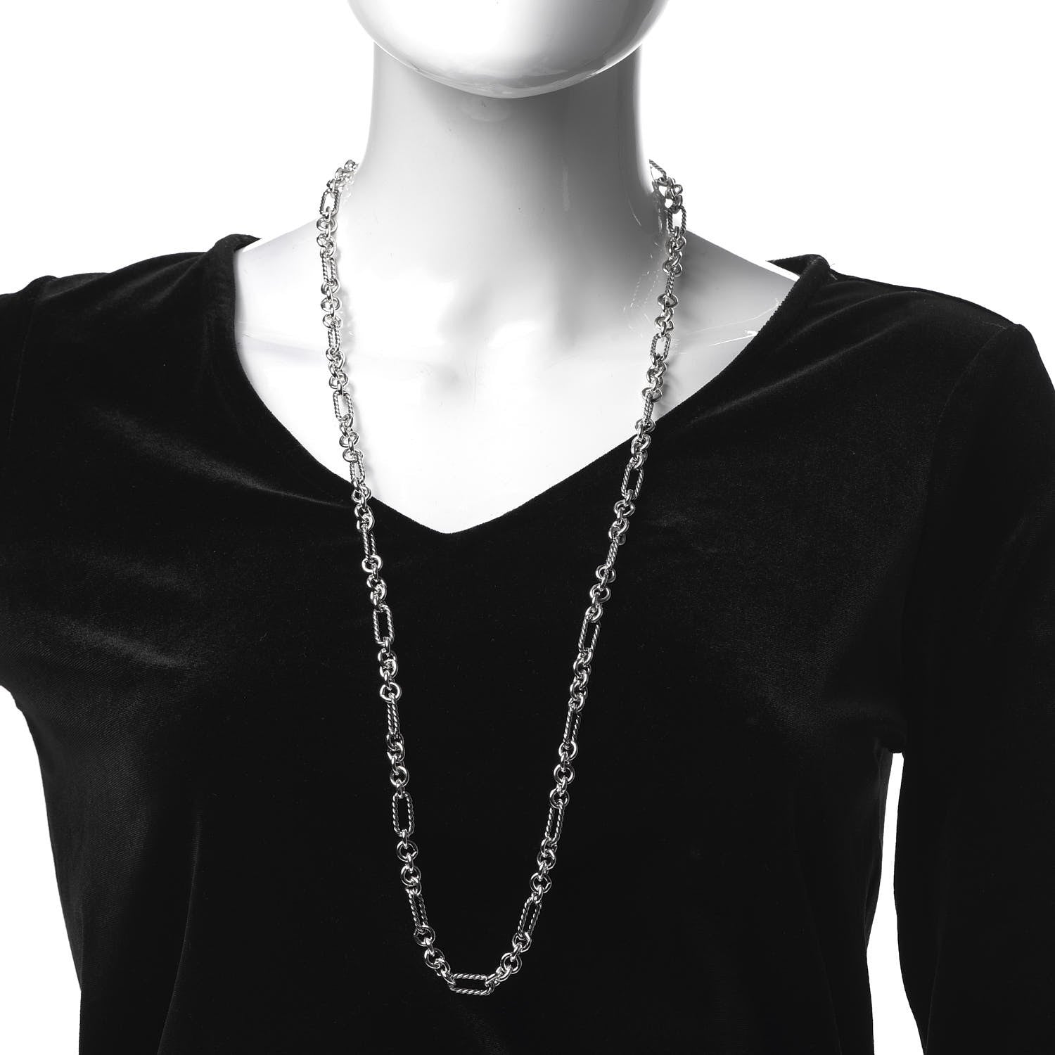 David Yurman Sterling Silver 18K Yellow Gold Figaro Link Toggle Necklace 2 of 5