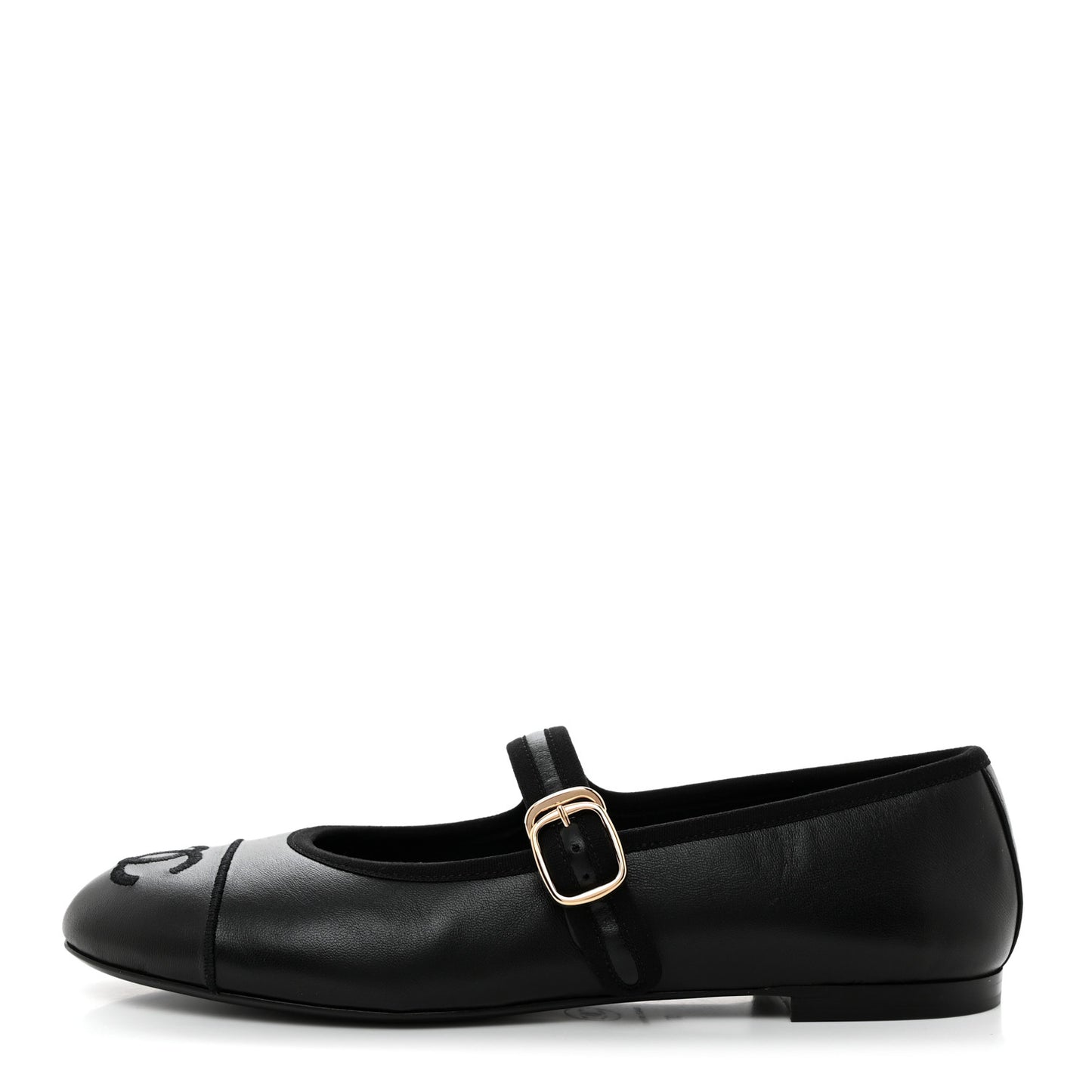 Lambskin Mary Jane Flats 37 Black