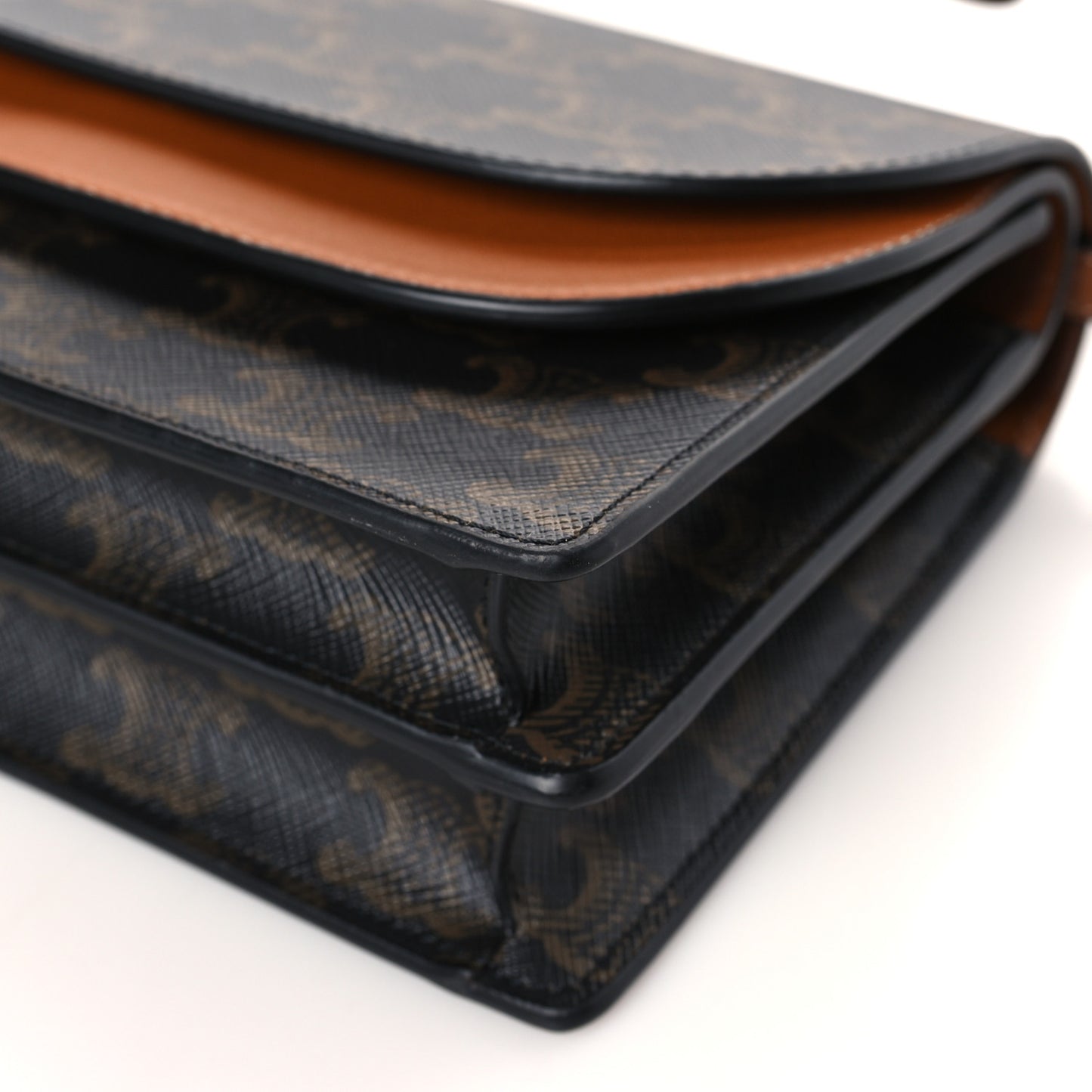 Triomphe Canvas Lambskin Wallet On Strap Tan